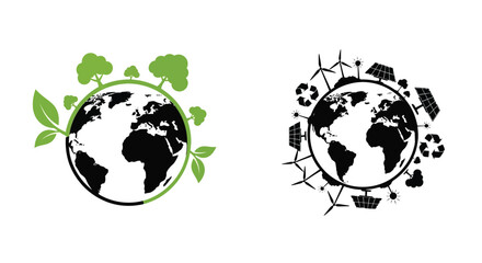 Obraz premium Sustainable world with green leaves renewable energy and eco friendly concept design