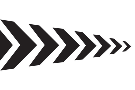 Arrow icons in diminishing size, creating a sense of direction and progression isolated on white background vector illustration