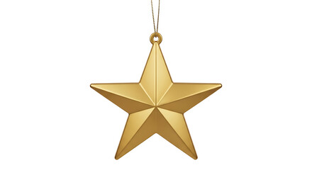 Fototapeta premium Golden five pointed star Christmas ornament hanging
