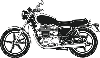 Classic motorcycle vector illustration black and white design