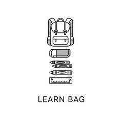 Minimalist Student Learning bag Towards Success Icon