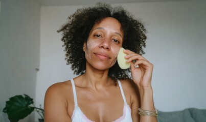 Authentic Millennial Woman Self Care Routine at Home Premium Lifestyle Content for Wellness Marketing and Social Media Campaigns