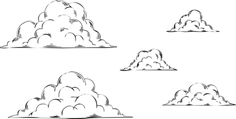 Set of stylized rocks and boulders for outdoor design elements vector Engraving Art Design