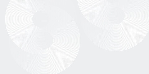 White glowing geometric lines on gray background. Modern shiny blue circle lines pattern abstract simple