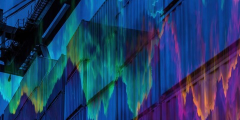 Professional Global Trade Disruption Concept with Shipping Containers and Cranes on World Map for Modern Corporate Financial Analysis and Marketing Use