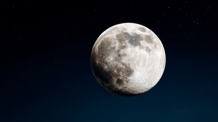 A large, bright moon is in the sky