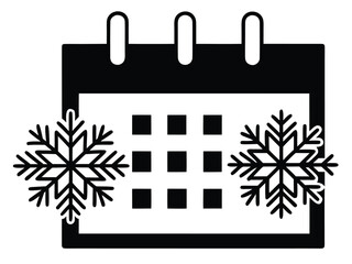 Vector art of winter calendar icon with snowflakes