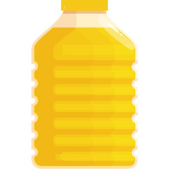 Large Clear Plastic Bottle Filled With Golden Yellow Cooking Oil With Ribbed Sides And A Yellow Cap...