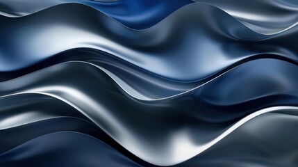 Obraz premium Elegant abstract waves with smooth blue and silver gradient for modern design