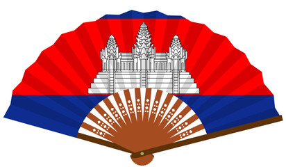 カンボジア　東南アジア　国旗　和風　扇子