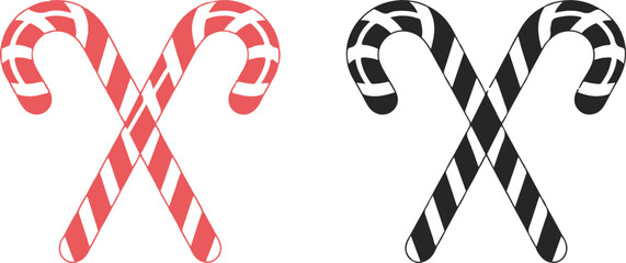 Obraz premium Candy cane icon, illustration. Christmas peppermint candy cane