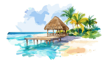 Riviera Maya. Riviera Maya hand drawn watercolor illustration