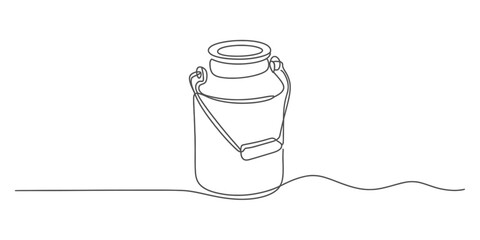 Minimalist art single line illustration of a metal milk can artistic continuous drawing style vector
