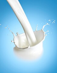 Milk stream splashing into a pool