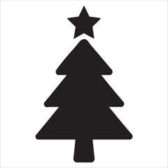 Christmas Tree Silhouette Vector with Star Topper: Holiday and Festive Icon Graphic