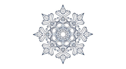 Intricate hexagonal ice crystal snowflake macro detail