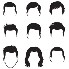 Men's Hairstyle Silhouette Icons Set