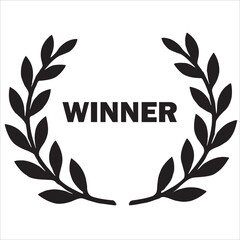 Black Vector Laurel Wreath Award with Winner Text Icon