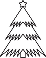 Christmas Tree Outline Icon Symbol D giesign. Vector illustration of tree silhouette isolated on white background. Simple shape style. Flat design. Can be use for decoration