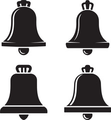 Four liberty bells in black silhouette displayed in a grid pattern on a white background image art