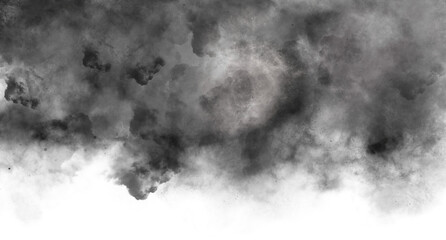 Heavy Black Smoke Cloud on transparent background