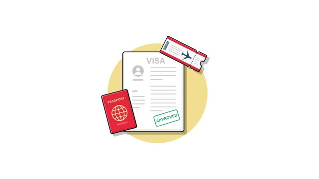 4k Hand Giving Approval to Visa Application. Visa Approval Concept Animation Video 