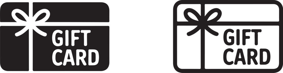 Gift card icon vector set in black flat and line stroke style