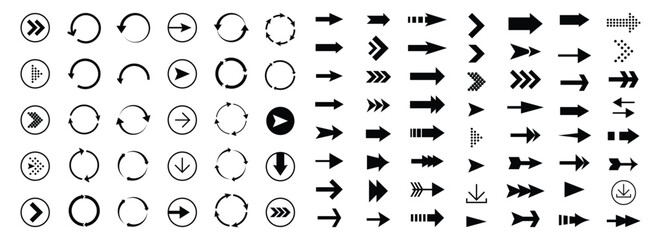 Big set black Arrows icons. Arrow vector collection. Arrow. Cursor. Modern simple arrows. Vector illustration.