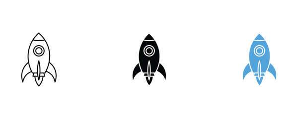 Rocket icon set vector on white background. 