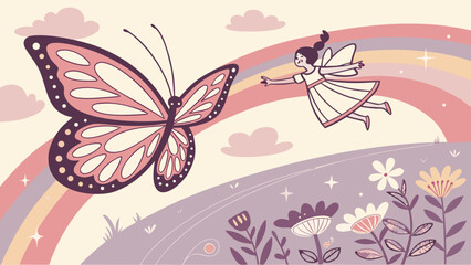 a-brave-little-girl-flying-on-a-giant-butterfly-flowers