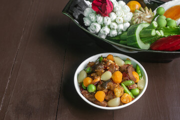 Nam Prik Long Ruea — Traditional Thai Chili Dip with Vegetable Platter (Still Life)