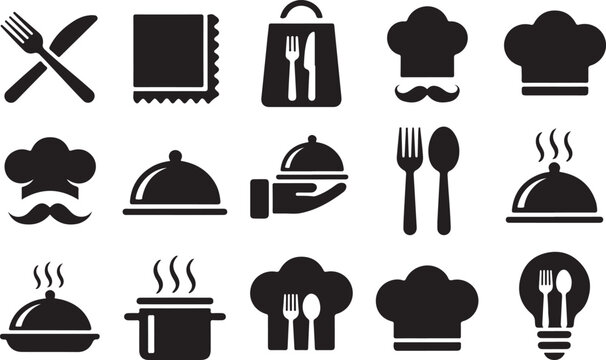 Meal icon vector set. restaurant illustration sign collection. dine symbol. eat logo. cook mark