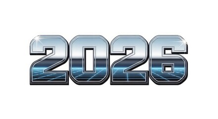 Chrome 2026 numbers with futuristic grid background