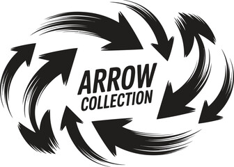 Circular arrow collection with brush stroke effect