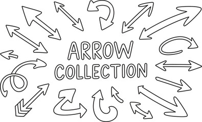 Hand drawn arrow collection doodle style vector illustration