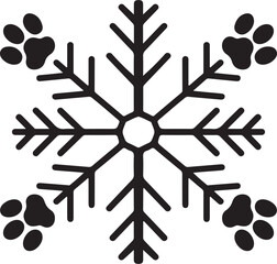 Pet store. Snowflake logo with cat paw prints and lines on a gray and white background