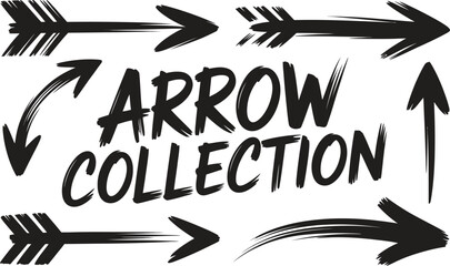Hand drawn arrow collection with brush stroke texture