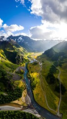 Majestic Mountain Valley - A Serene Landscape of Icelands Natural Beauty.