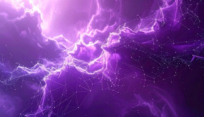 Abstract purple and white ethereal artwork with a network overlay