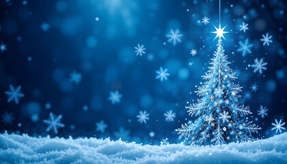 Blue Holiday Background with Snowflakes and Stars for Christmas Celebration, Winter Festive, and Seasonal Design Concepts