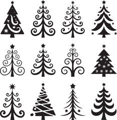 Obraz premium Set of Luxury Christmas Trees.