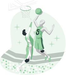 Basketball Players Dunking and Blocking During a Game sport competition