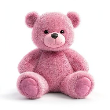 Photo of pink teady bear Isolated on white background