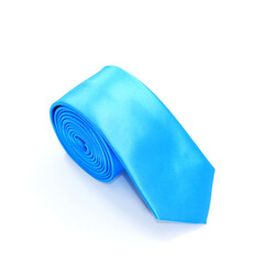 Rolled necktie isolated on white background close-up view 