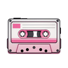 Obraz premium 3d rendered illustration of a retro pink and white cassette tape with detailed spools isolated on transparent background