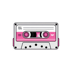Obraz premium 3d rendered illustration of a pink and white cassette tape with detailed spools isolated on transparent background