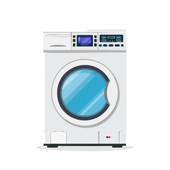 Realistic Vector Art of Modern Washing Machine, Perfect for Digital Marketing, Home Appliance Designs, and Laundry Concept Illustrations 