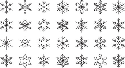 Snowflakes UI Pixel Perfect Well-crafted Vector Thin Line Icons, Web Graphics and Apps with Editable Stroke. Simple Minimal Pictogram