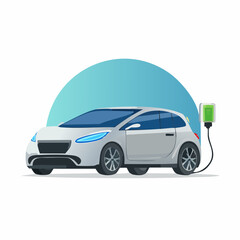Modern Electric Car Vector Illustration, Eco-Friendly Vehicle with Sleek Design, Perfect for Automotive, Technology, and Sustainable Transportation Projects