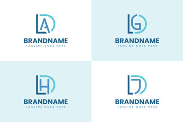 Letters DLA DLG DLH DLJ Monogram Logo Set, for brand with LAD LGD LHD LJD initials